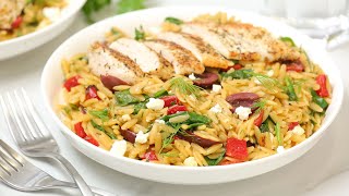 Mediterranean Chicken Orzo  30 Minute Weeknight Dinner Recipe [upl. by Dorkus]