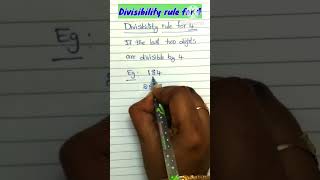 divisibility rule for 4 divisibility division education mathematics [upl. by Maddox]