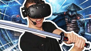 INCREDIBLE CYBER NINJA SIMULATOR IN VIRTUAL REALITY Sairento VR HTC Vive Funny Gameplay [upl. by Xyla]