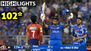 MI vs SRH Match Full Highlights 2024 Suryakumar Yadav 102 Runs batting Highlights vs SRH [upl. by Gamaliel]