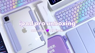 ✨️ m2 ipad pro 11quot silver unboxing 📦 apple pencil 2  accessories [upl. by Yrian]