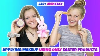 Applying A Full Face of Makeup Using Only Easter Products Challenge  Jacy and Kacy [upl. by Josefina]