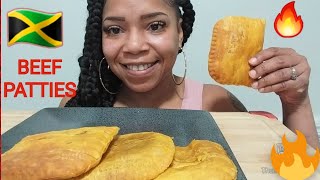 JAMAICAN BEEF PATTIES ASMR  Jamaican Mukbang eatingshow [upl. by Ayiotal]