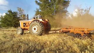 D21 Allis Chalmers pulling offset disc 5 inch straight pipe [upl. by Ahsimaj707]