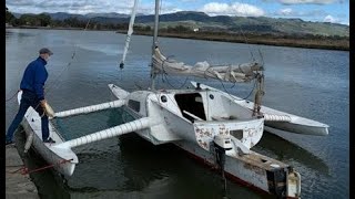 Dick Newick 000 Trimaran Somersault  Outrigger 26 on Napa River [upl. by Iago]