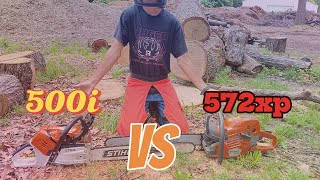 STIHL MS500I VS HUSQVARNA 572XP two incredible chainsaws [upl. by Adolpho]