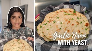 Easy Garlic Naan Recipe with Yeast  Homemade Naan Recipe made with Yeast [upl. by Nrubloc]