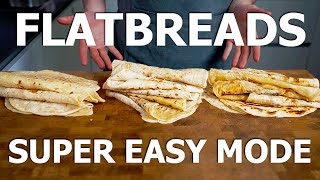 3 SUPER EASY And Delicious Flatbread Recipes Everyone Should Know How To Make No Oven  No Yeast [upl. by Edialeda]