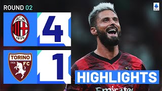 MilanTorino 41  Giroud and Pulisic score in emphatic win Goals amp Highlights  Serie A 202324 [upl. by Hsekin]