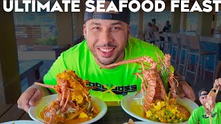 MASSIVE SEAFOOD FEAST OF KING CRAB LOBSTER AND FISH JAMAICA FOOD HISTORY AND CULTURE [upl. by Albric]