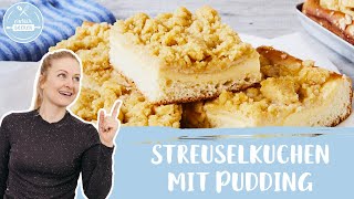 Streuselkuchen mit Pudding 🍰✨ wie bei Oma  Blechkuchen mit Pudding und Streuseln  Einfach Backen [upl. by Niran]