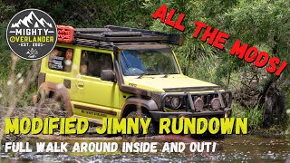 MODIFIED SUZUKI JIMNY FULL WALK AROUND  JB74 JIMNY REVIEW  DOWNUNDER MICRO OVERLANDER [upl. by Sabelle]