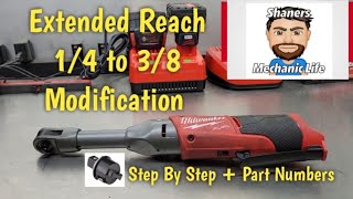 Milwaukee M12 Fuel 14 Inch Extended Reach Ratchet 38 Modification How to Step By Step [upl. by Resor]