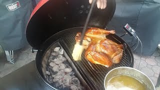 WEBER KETTLE SPATCHCOCK TURKEY  BBQ GURU DIGIQ  SLOW N SEAR [upl. by Virendra]