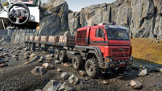 SnowRunner  Azov 64131 Large Truck with a Cargo Trailer on Rocky Surface  Logitech G29  564 [upl. by Analart]