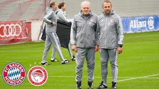 1st Training of Hansi Flick amp Hermann Gerland  Final Training Session ahead of the Game vs Piraeus [upl. by Tnemelc]