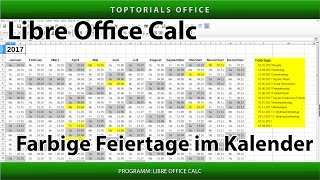 Feiertage im Kalender farbig markieren LibreOffice Calc [upl. by Esinet]