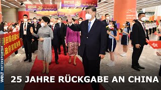 25 JAHRE RÜCKGABE AN CHINA Präsident Xi Jinping trifft zu Jubiläumsfeiern in Hongkong ein [upl. by Ahsiya]