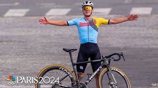 Belgiums Remco Evenepoel rides to cycling HISTORY in mens road race  Paris Olympics  NBC Sports [upl. by Castle]