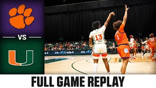 Clemson vs Miami Full Game Replay  202324 ACC Womens Basketball [upl. by Iaria]