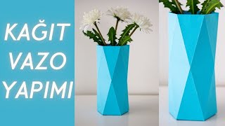 ÇOK KOLAY ORİGAMİ VAZO  Kağıttan Vazo Yapımı   Paper Flower Vase DIY [upl. by Casteel]