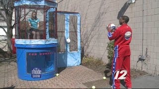 Harlem Globtrotter Dunks Michaela In Dunk Tank [upl. by Jacobsen]