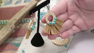 Beachy Raffia and Rattan Earrings [upl. by Demeyer]