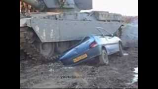 tank crushes car 24  Peugeot 106 [upl. by Demahum]