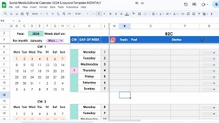 2024 Social Media Planner Calendar in Google Sheets FREE Template [upl. by Anelam]