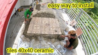 paano ang pagkabit 40x40 ceramic tile  tile installation [upl. by Vick]