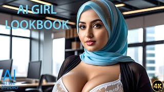 4K AI Art Lookbook Video of AI Arabian Girl in Office ｜ Sensual Hot Arab Dress [upl. by Ayres761]