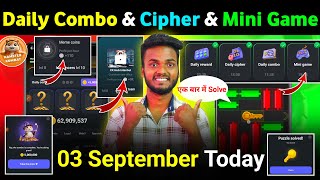 03 September Daily Combo amp Daily Cipher amp Mini Game  Hamster Kombat Daily Combo amp Mini Game [upl. by Berlauda691]