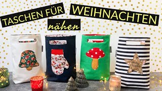 Nähanleitung Tasche für Weihnachten 🎄 nähen 4 süße Motive [upl. by Iahcedrom]