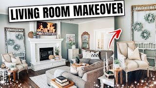 Living Room Makeover on a Budget  Farmhouse Inspired DIY  Tons of Thrifted Decor [upl. by Poulter]