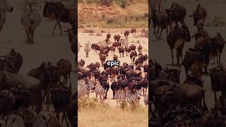 Grassland Giants Wildebeest Migration in 60 Secondsshortsviral shorts wildwork [upl. by Derf]