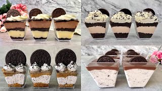 4 Easy NO BAKE Oreo Dessert cup recipes Easy and Yummy [upl. by Nedyarb381]