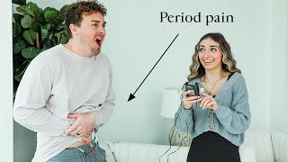 My Husband Tries a Period Pain Simulator [upl. by Ynneg]