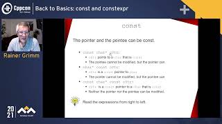 Back to Basics const and constexpr Rainer Grimm CppCon 2021 [upl. by Nerland631]