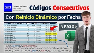 Cómo Crear CÓDIGOS CONSECUTIVOS con Reinicio Automático por Fecha en Excel [upl. by Allie]