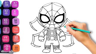 Iron Spider Drawing  Draw Step by Step  Lets Draw Iron Spider [upl. by Bardo263]