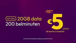 5 Euro Deals  Sim Only 20 GB  200 min voor €5 pm  6mnd Youfone TV Commercial [upl. by Nnyliak]