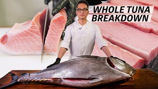 How a Master Sushi Chef Butchers a 250 Pound Bluefin Tuna — Omakase [upl. by Cletus]