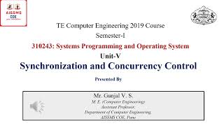 SPOS Unit 5 Synchronization and Concurrency Control [upl. by Honeywell]