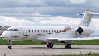 Bombardier Aerospace Global 7500 GL7T departing Montreal YULCYUL [upl. by Laucsap539]