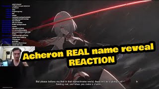 Acheron real name reveal REACTION Honkai Star Rail [upl. by Udella]