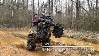 Can am Renegade XMR 1000 puts them juggernaut tires to work Making holes look easyCanamvsPolaris [upl. by Ariek]