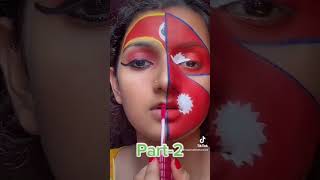 Nepali flag or Kumari goddess🙏❣️❣️ foryou makeup nepal makeuptutorial facepaint [upl. by Elah]