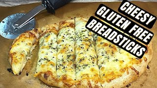 CHEESY GLUTEN FREE BREADSTICKS  Easy Cheesy Garlic Breadsticks [upl. by Annuhsal992]