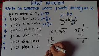 Direct Variation  Write an equation where quoty varies directly as xquot [upl. by Hasan474]