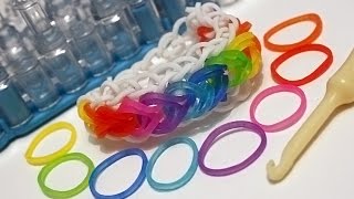 TUTO  bracelet élastique quotgoutte deauquot arc en ciel  Rainbow Loom en Français [upl. by Yartnod]